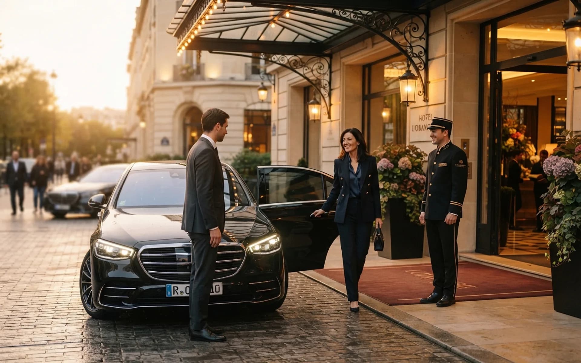 Black Mercedes-Benz S-Class, BMW 7 Series, Audi A8 or similar